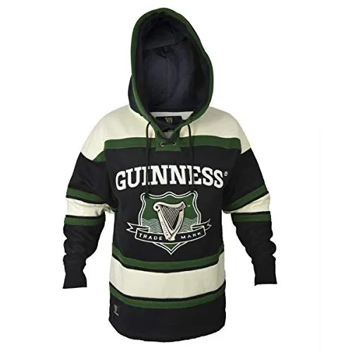 Guinness Hooded Ice Hockey Jerseys for Men | Soft-Cotton Irish Hockey Jersey | Perfect Hockey Hoodie for Everyday wear Green