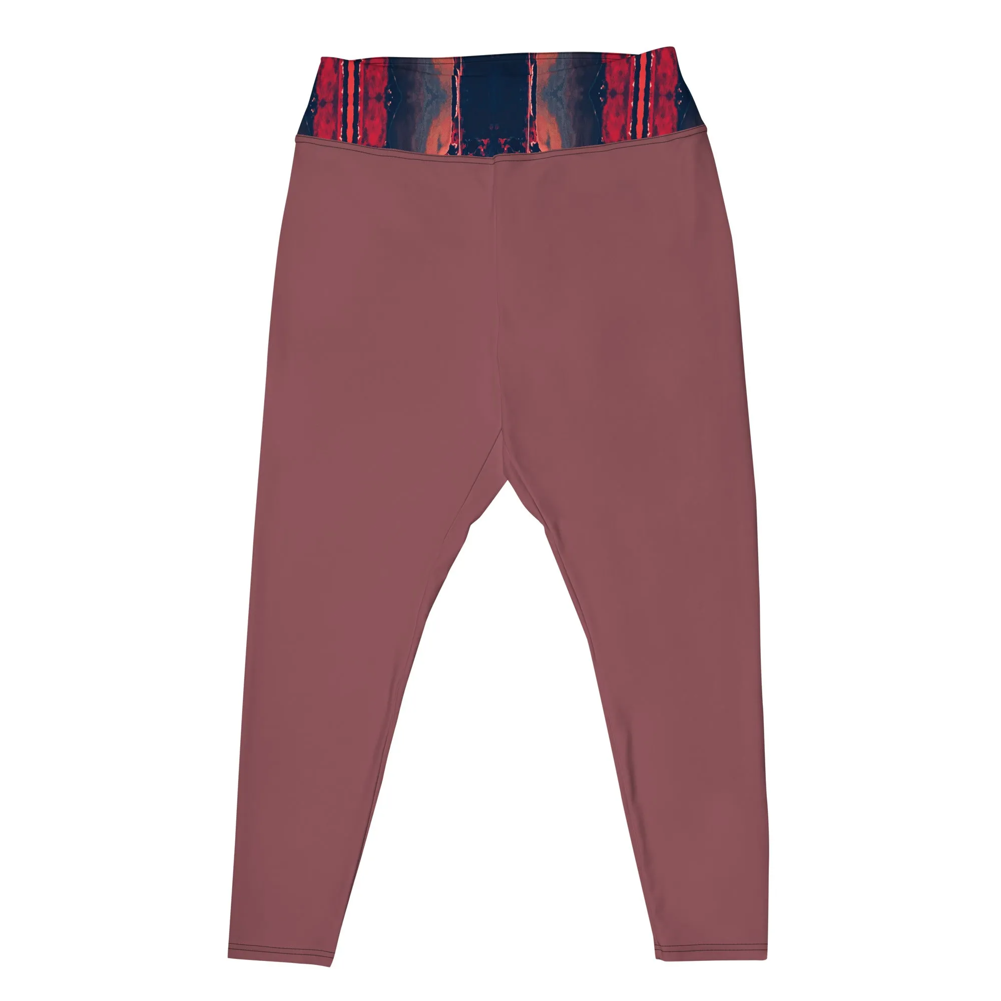 Gulf Shore Solid Color With Printed Waistband Plus Size Leggings