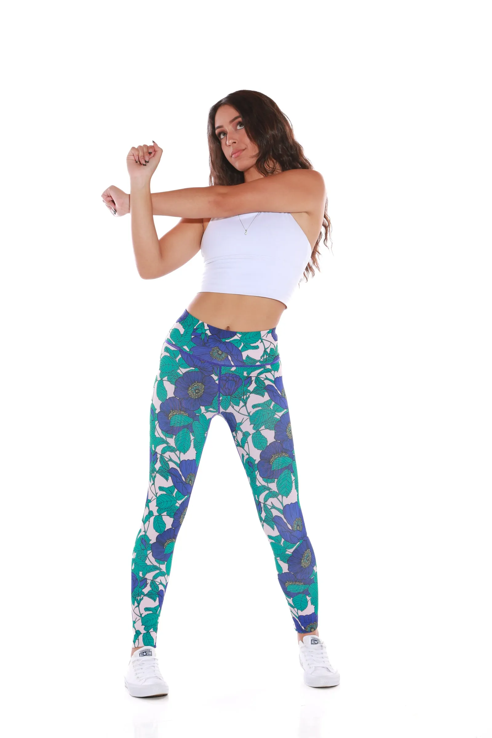 Gym Bunny Expression leggings - Mixed Blue Floral