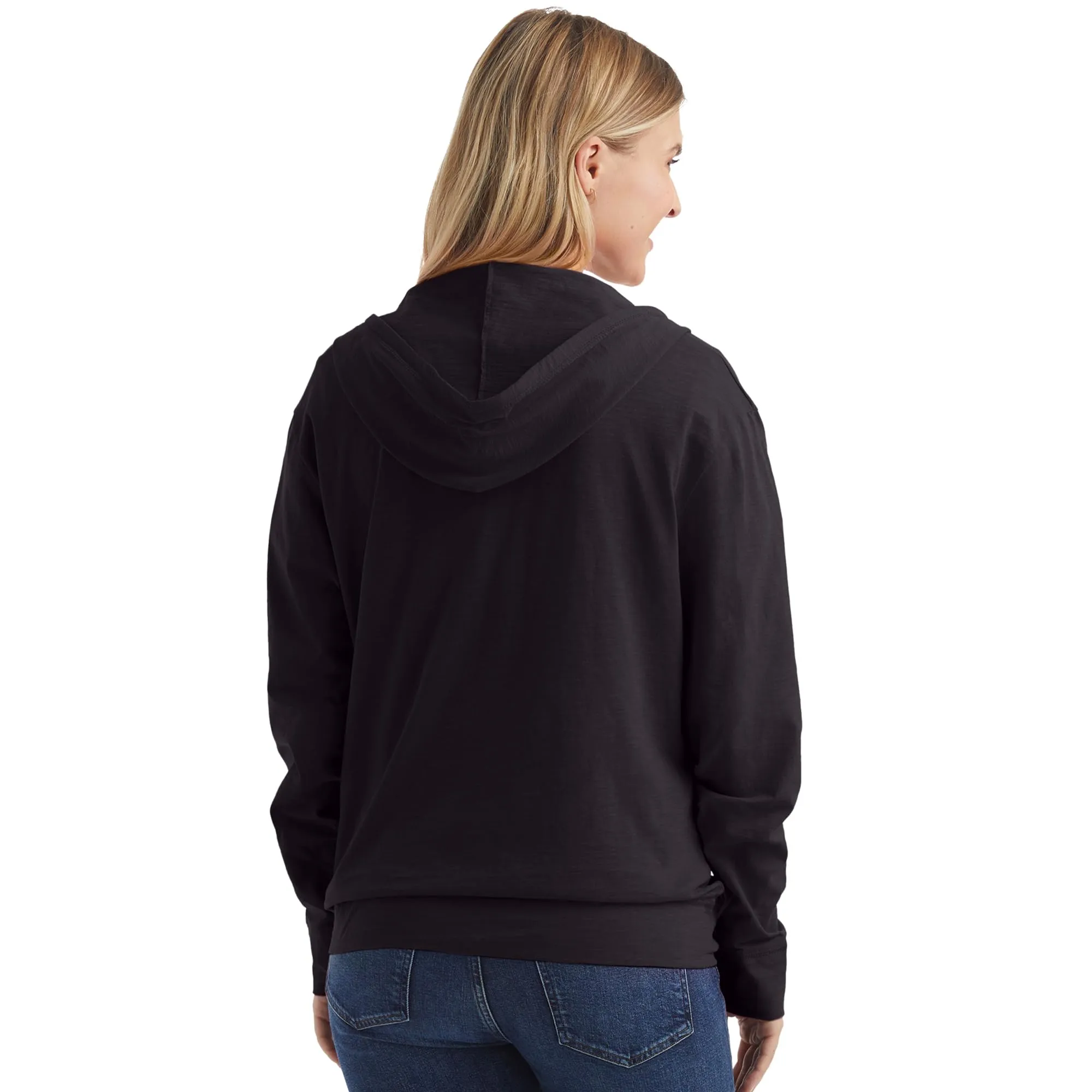 Hanes Women's Jersey Full Zip Hoodie, Black