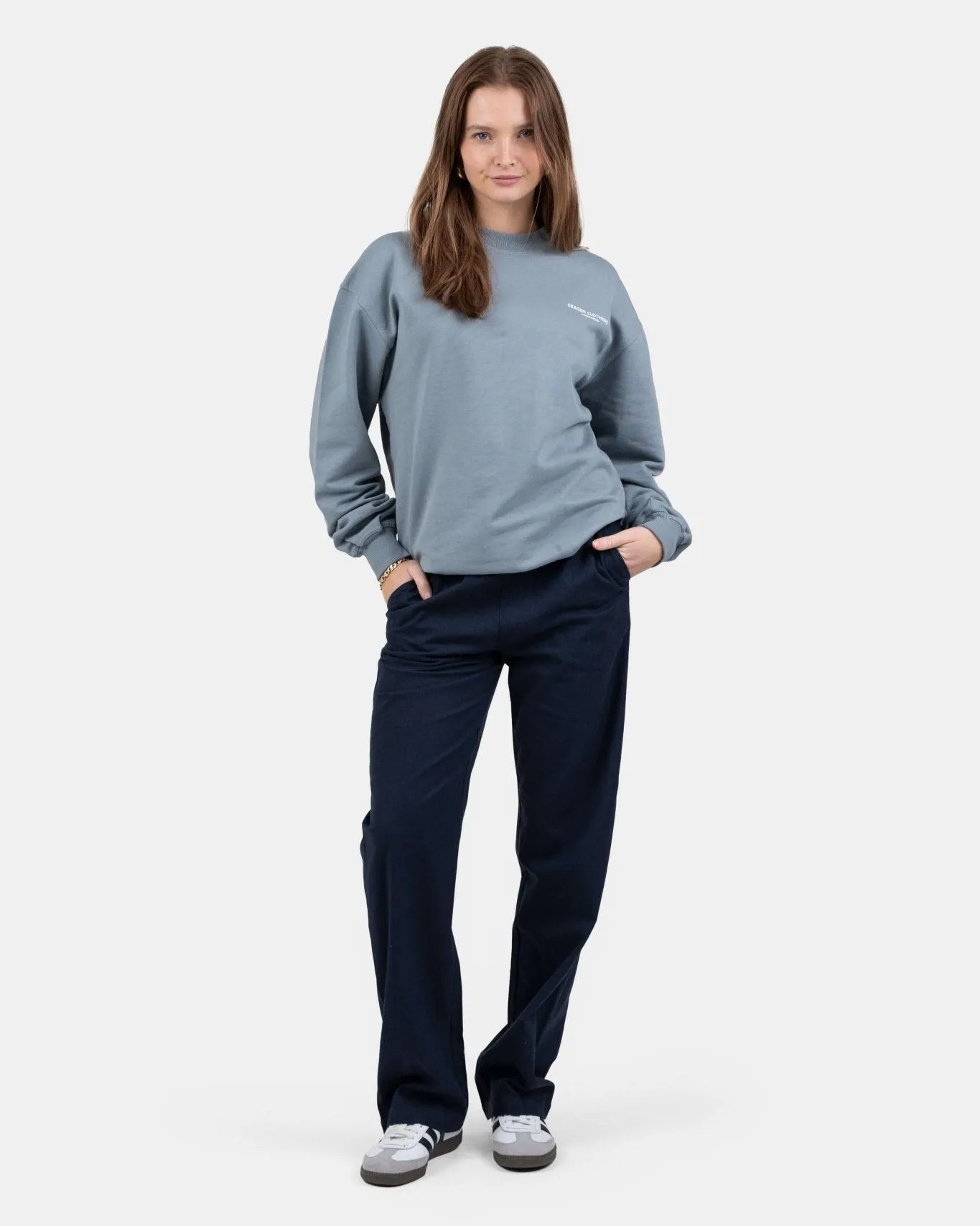 Heavyweight Linen Pants High-waisted Navy