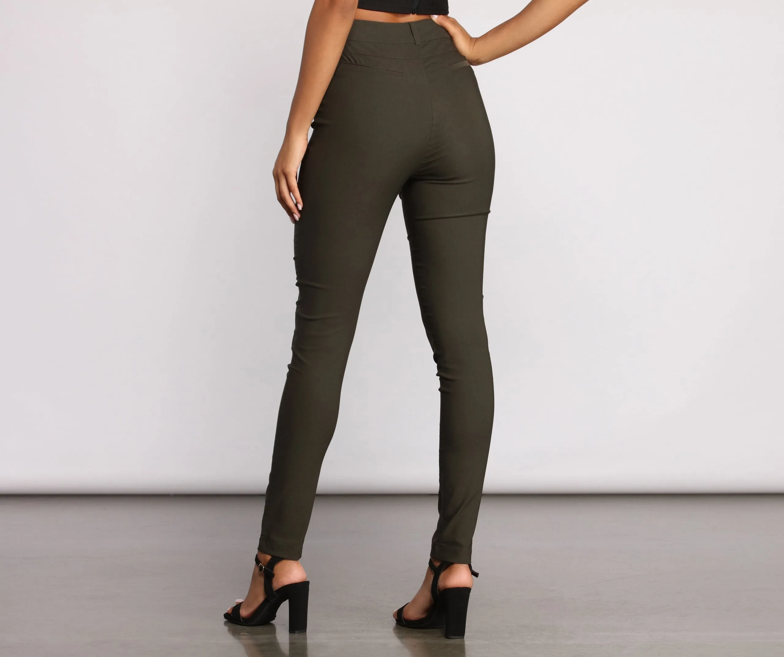 High Waist Basic Skinny Trouser Pants