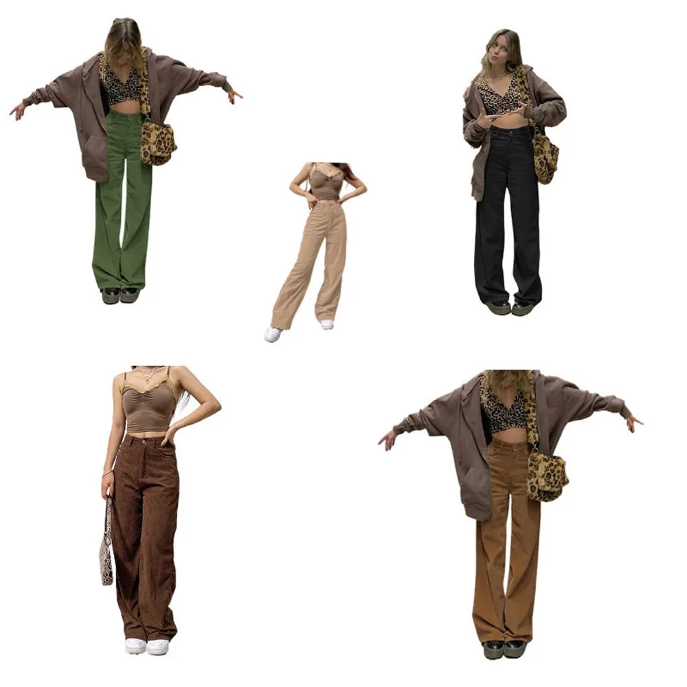 High Waist Loose Fitting Neutral Toned Pants