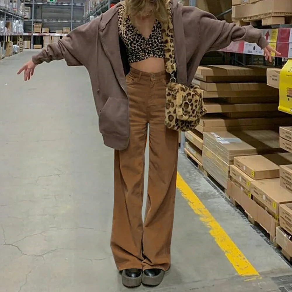 High Waist Loose Fitting Neutral Toned Pants