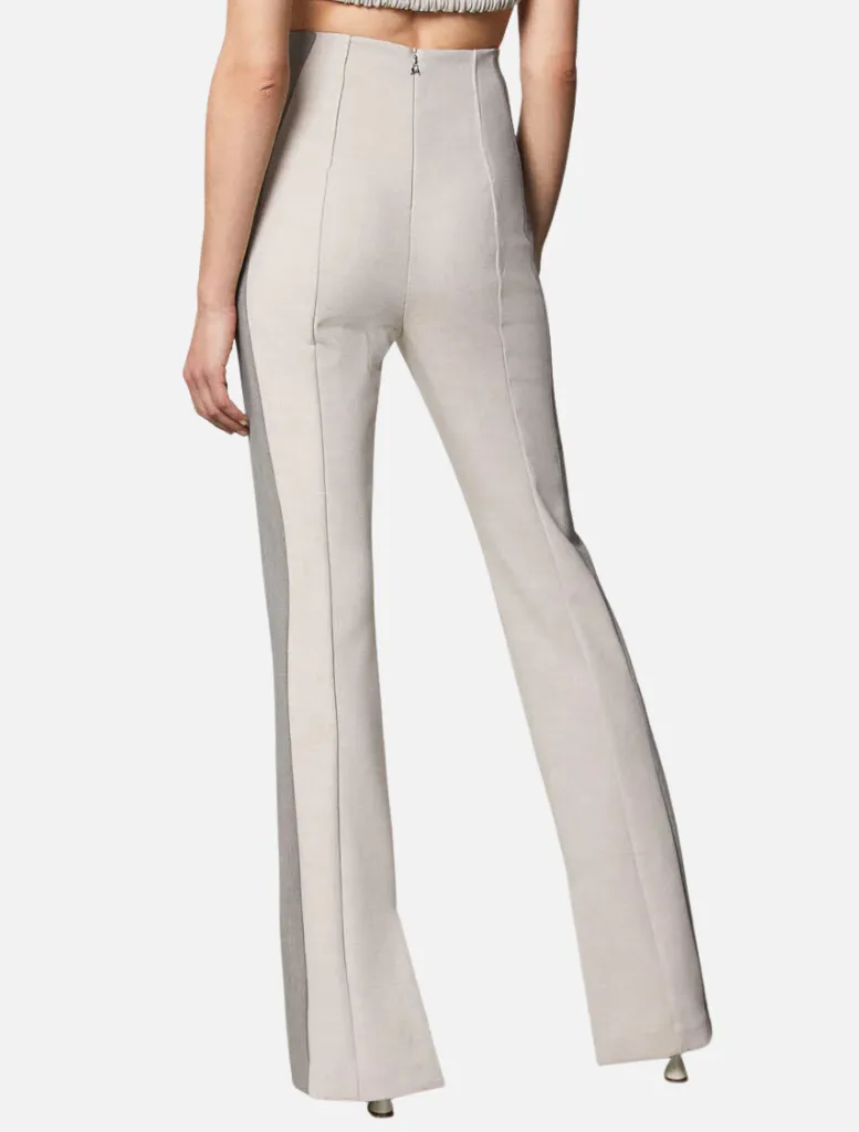 High Waisted Colour Block Slim Pants - Grey