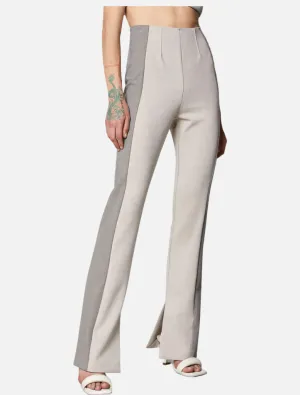 High Waisted Colour Block Slim Pants - Grey