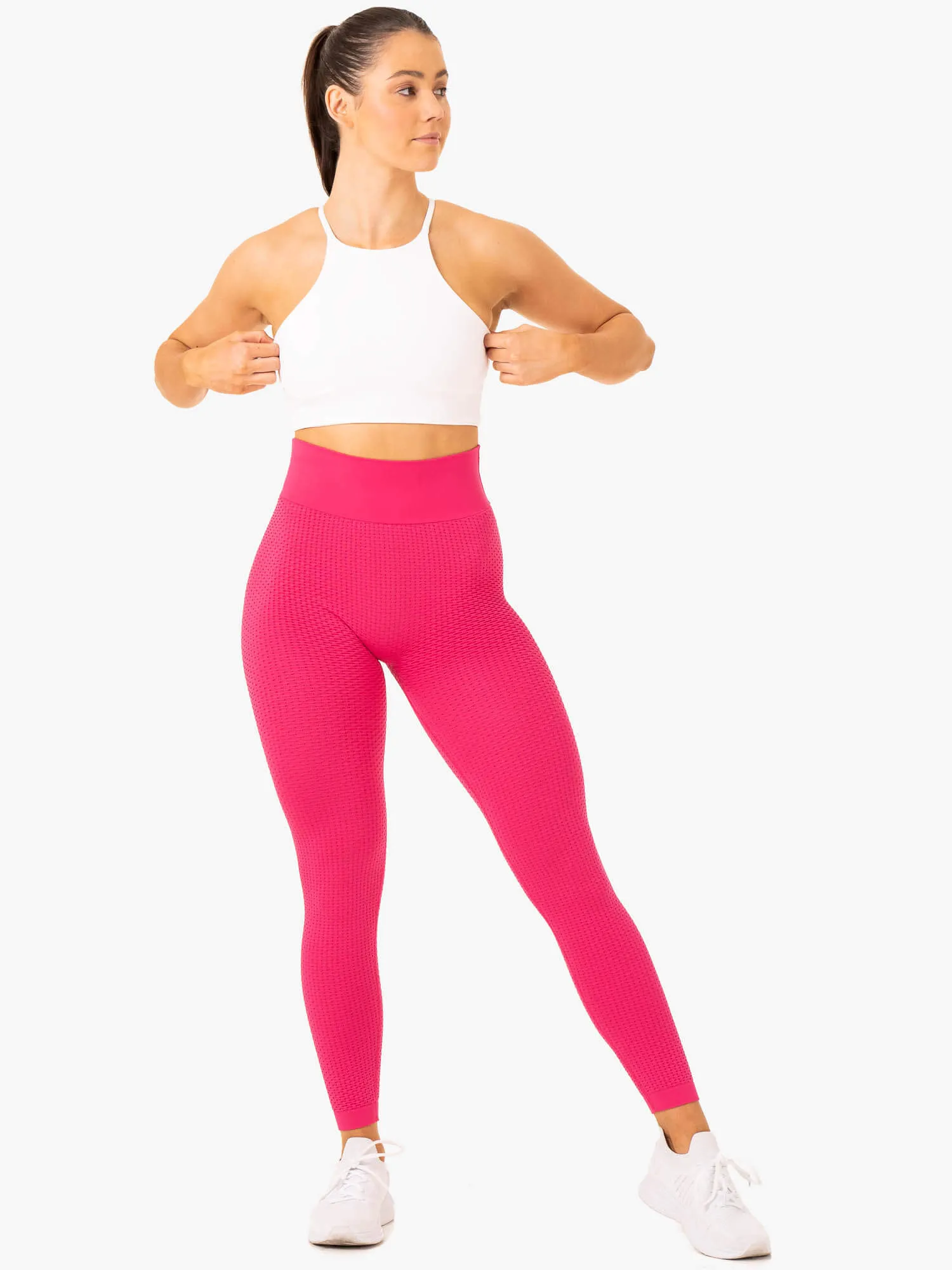 Honeycomb Scrunch Seamless Leggings - Hot Pink