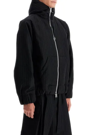 hooded wool gessato jacket