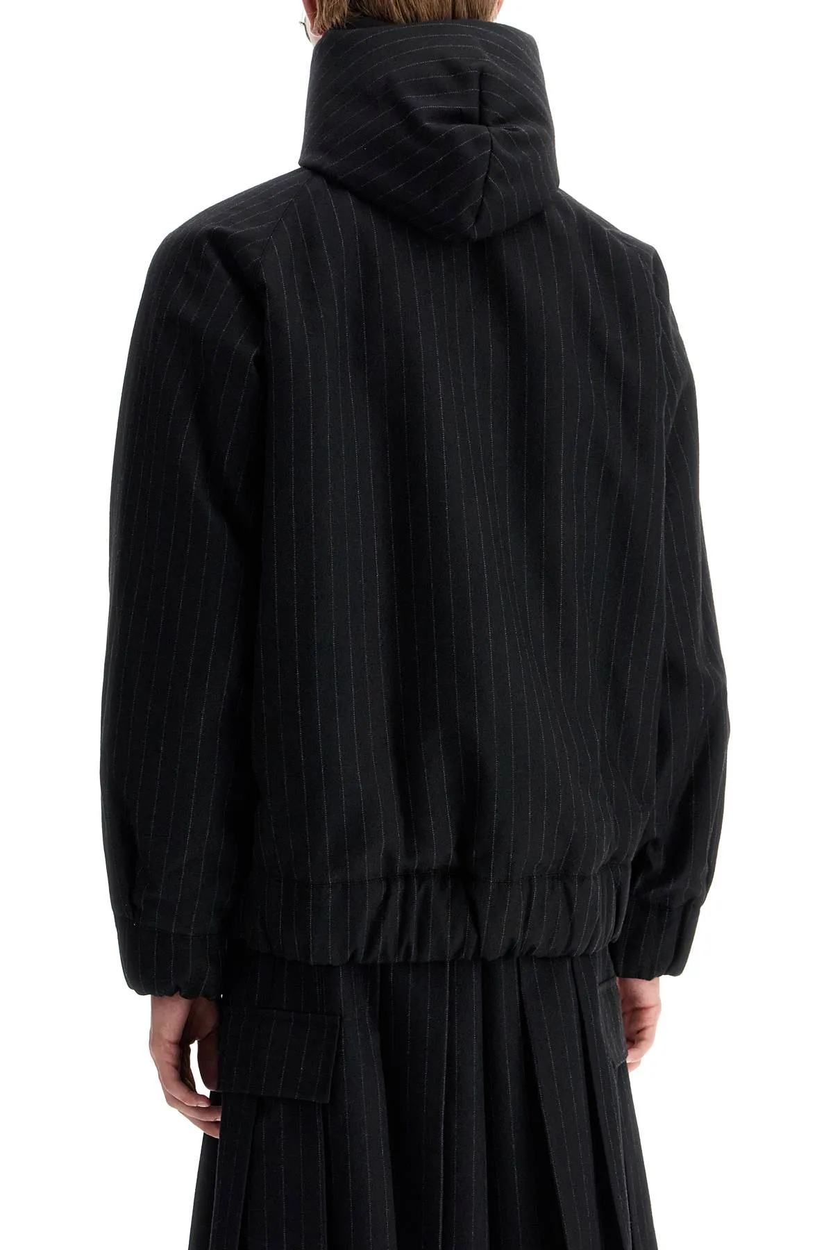 hooded wool gessato jacket