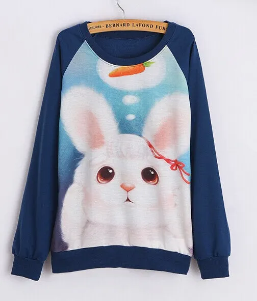 Hoody women Casual hoodies cat kiss fish print tracksuit long sleeve o neck letters sweatshirt for women Top