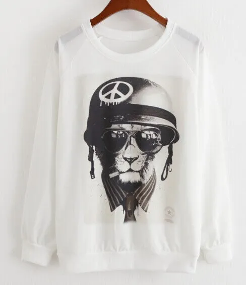 Hoody women Casual hoodies cat kiss fish print tracksuit long sleeve o neck letters sweatshirt for women Top