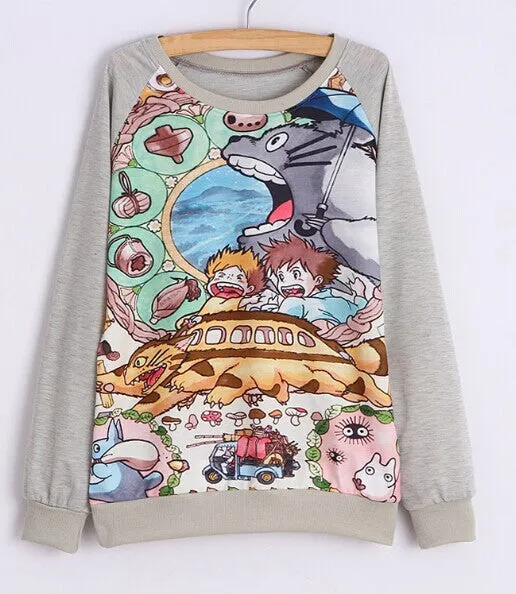 Hoody women Casual hoodies cat kiss fish print tracksuit long sleeve o neck letters sweatshirt for women Top
