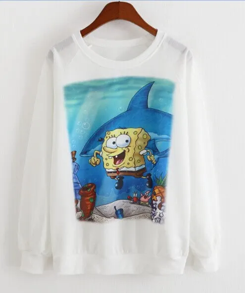 Hoody women Casual hoodies cat kiss fish print tracksuit long sleeve o neck letters sweatshirt for women Top