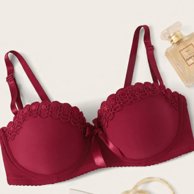 Hot Half Cup Thin Underwear Small Bra Plus Size Adjustable Lace Up Women's Push Up Bra B C D Plus Size Lace Adjustable Bra
