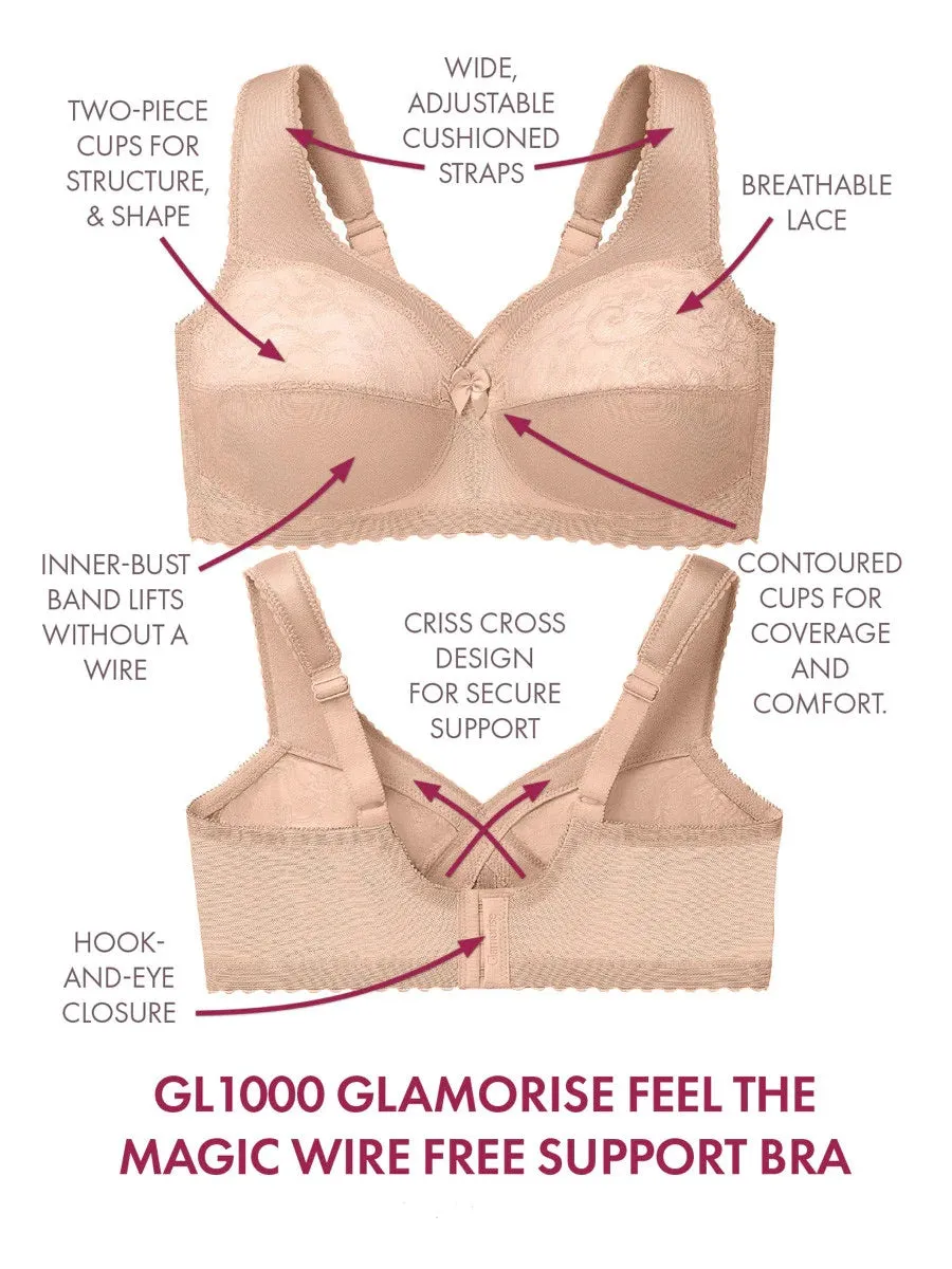 In Stock Glamorise Bra 1000 - Feel The Magic Wire-Free Support - Beige
