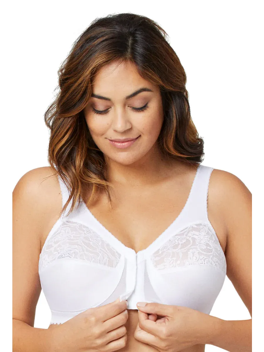 In Stock Glamorise Bra 1200 - The Front Close Wire-Free Support - White
