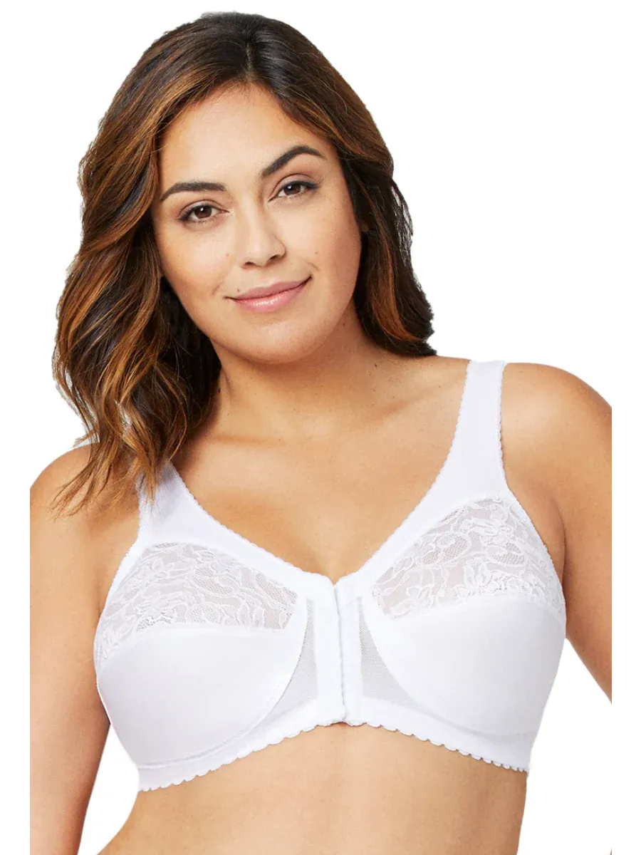 In Stock Glamorise Bra 1200 - The Front Close Wire-Free Support - White