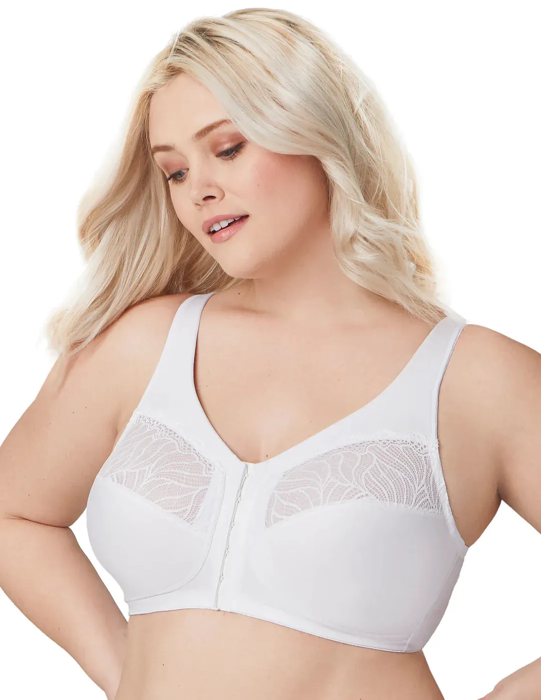 In Stock Glamorise Bra 1210 - Magiclift Natural Shape Front-Close Bra - White