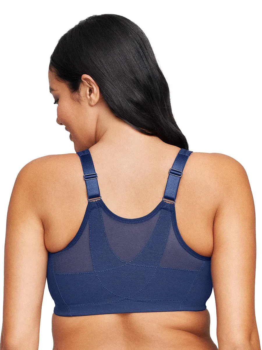 In Stock Glamorise Bra 1265 - 360 Support Front Close Posture - Navy