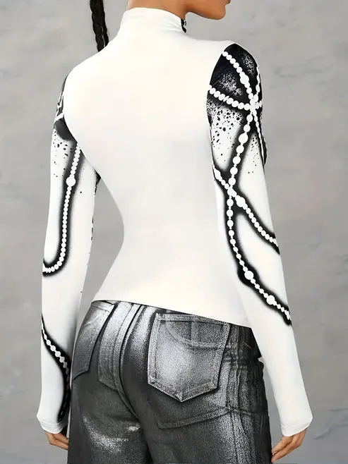 Jerrica - casual knitted top with abstract print