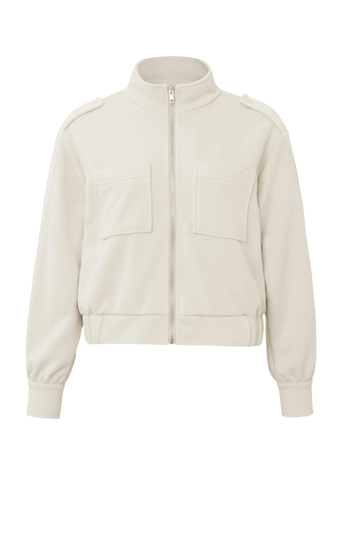 Jersey jacket with long sleeves, a high neck and pockets