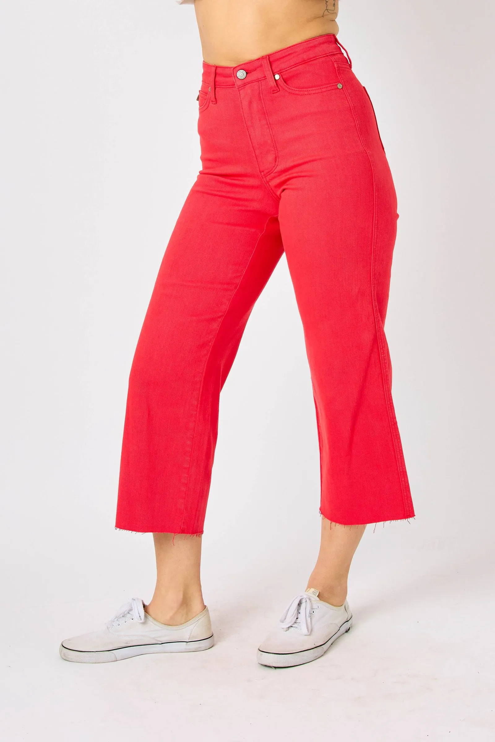 Judy Blue High Waist Tummy Control Red Crop Pants