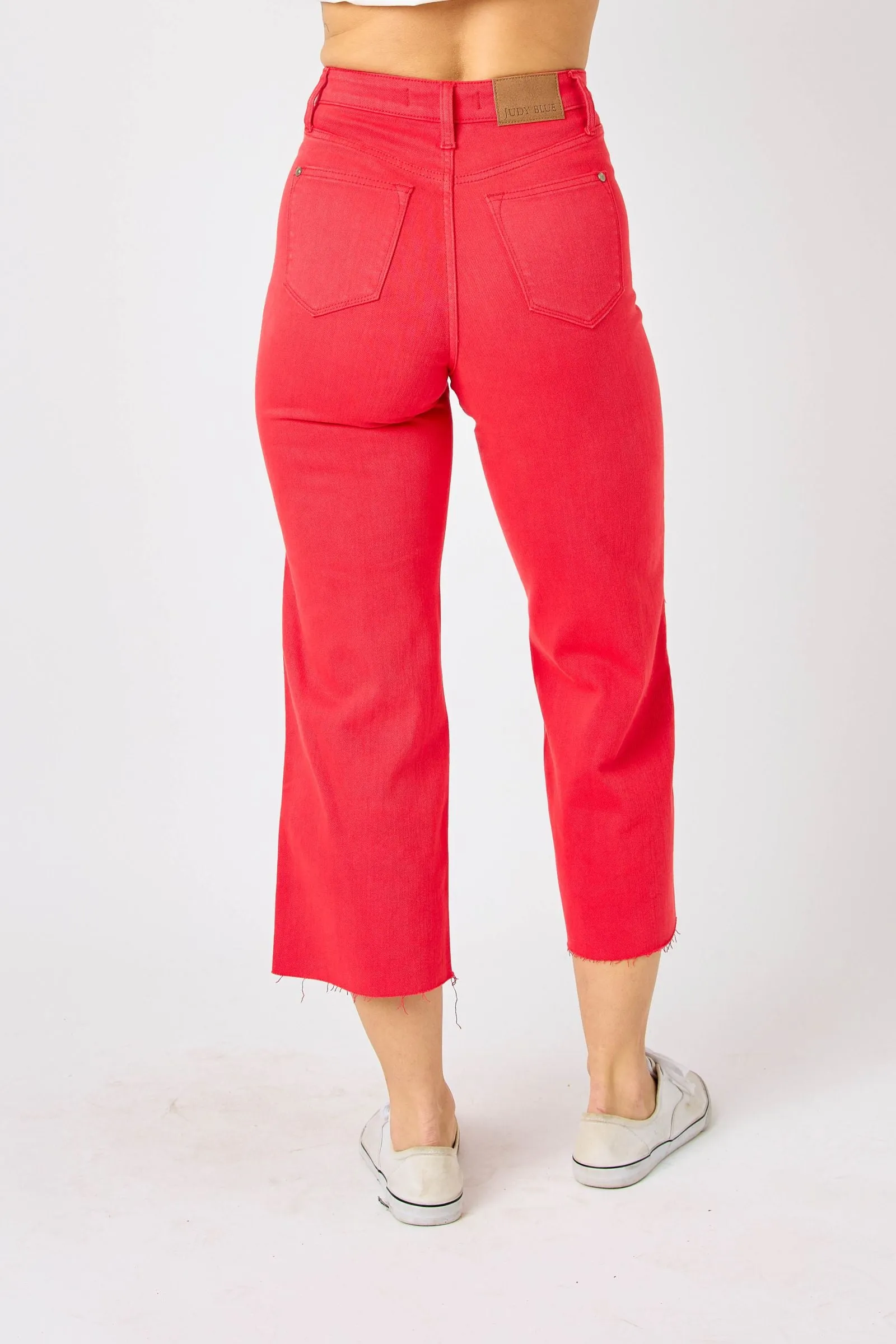 Judy Blue High Waist Tummy Control Red Crop Pants