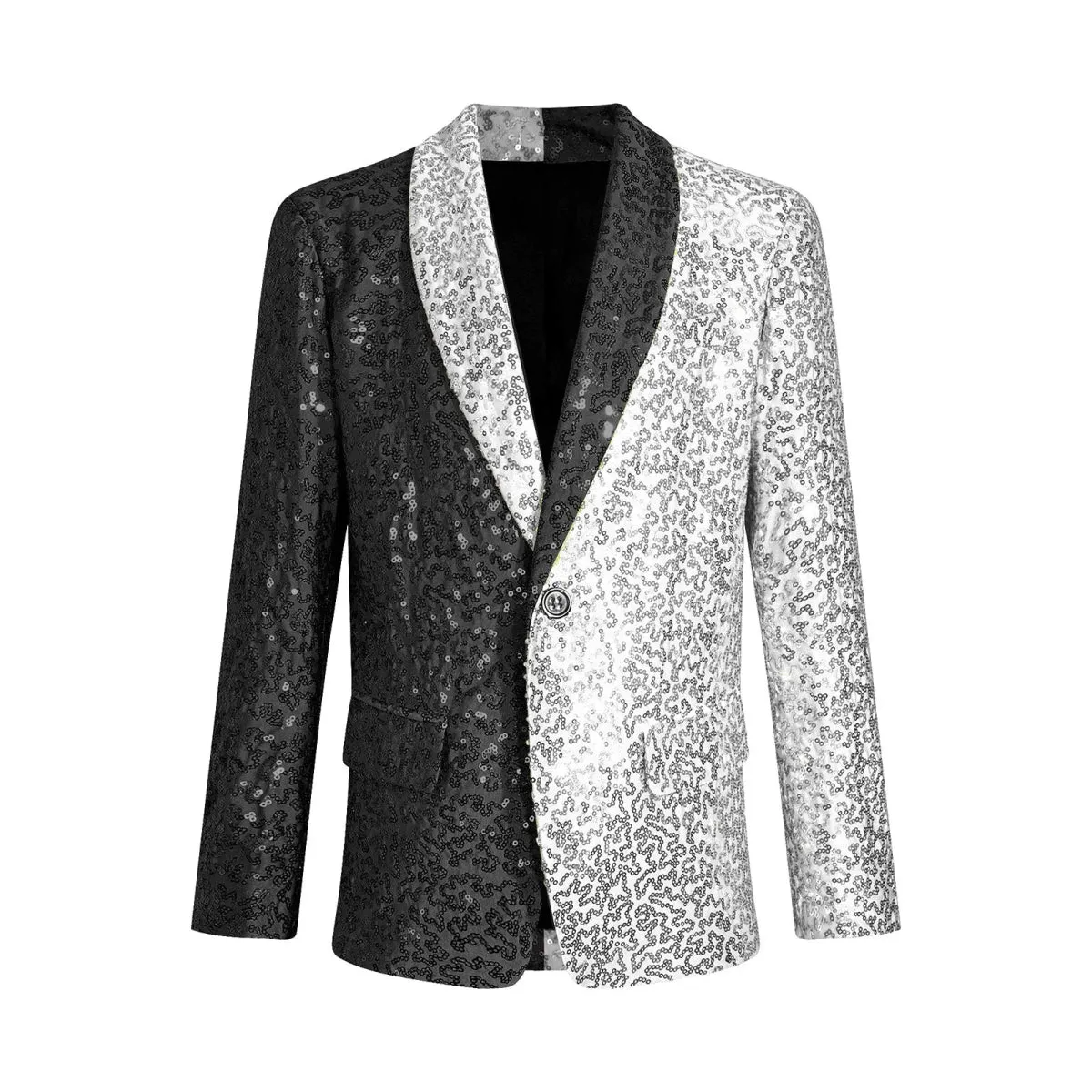 Kids Boys Stylish Sequins Suit Lapel One Button Jacket Coat Wedding Banquet Party Modern Jazz Dancing Performance Blazer Tuxedo