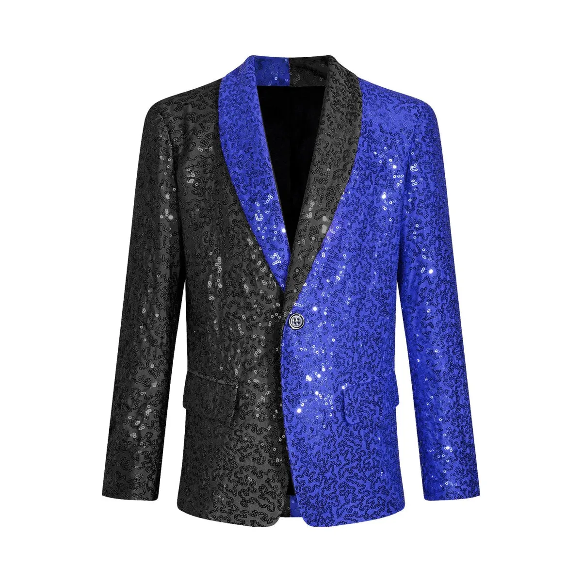 Kids Boys Stylish Sequins Suit Lapel One Button Jacket Coat Wedding Banquet Party Modern Jazz Dancing Performance Blazer Tuxedo