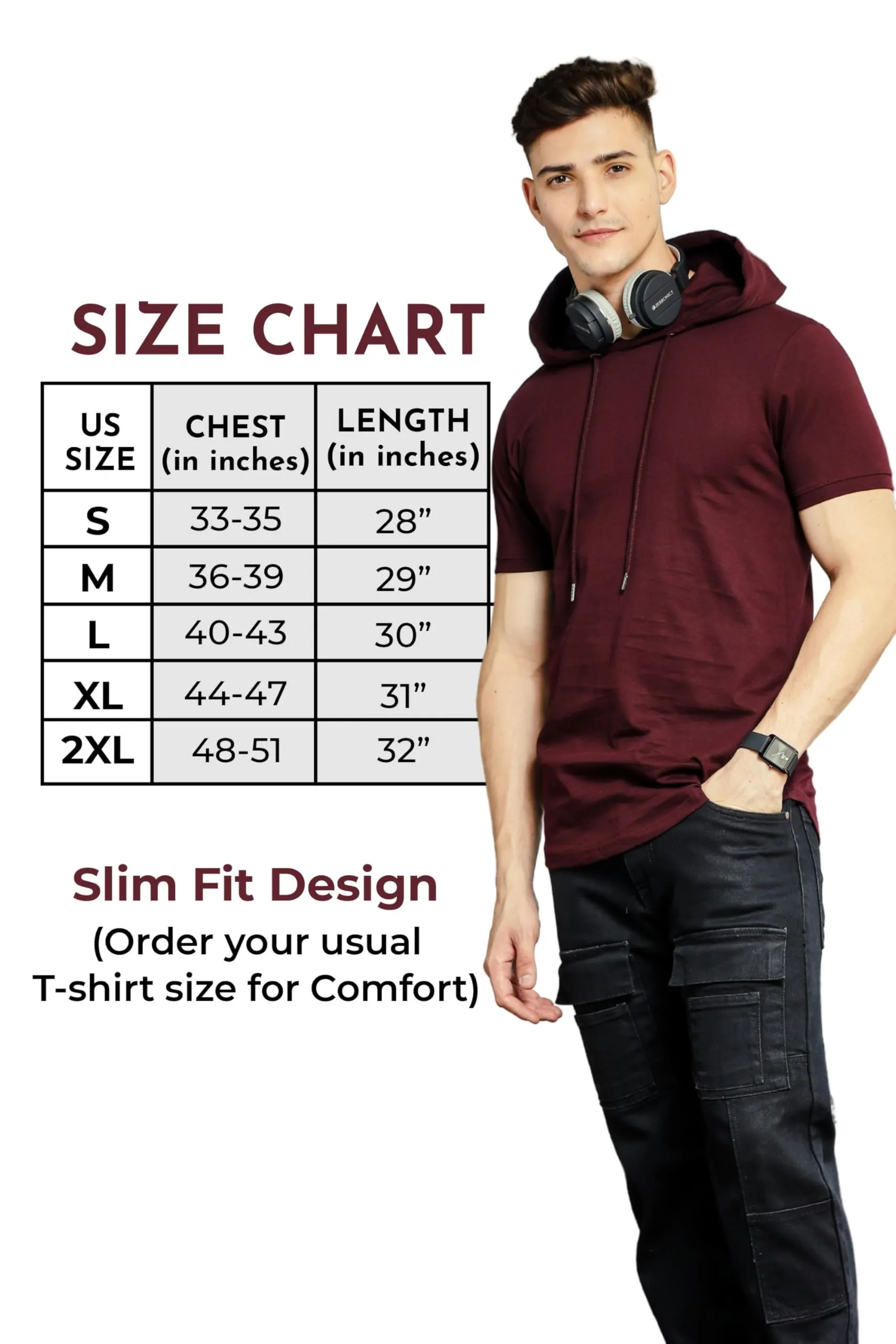 Klizzer Mens Short Sleeve Hoodie - Short Sleeve Sweatshirts for Men - Hooded T Shirts for Men - 100% Cotton Sweatshirts, Lightweight Summer Hoodie, Workout Athletic Pullover Hoodie Men, Maroon 2XL