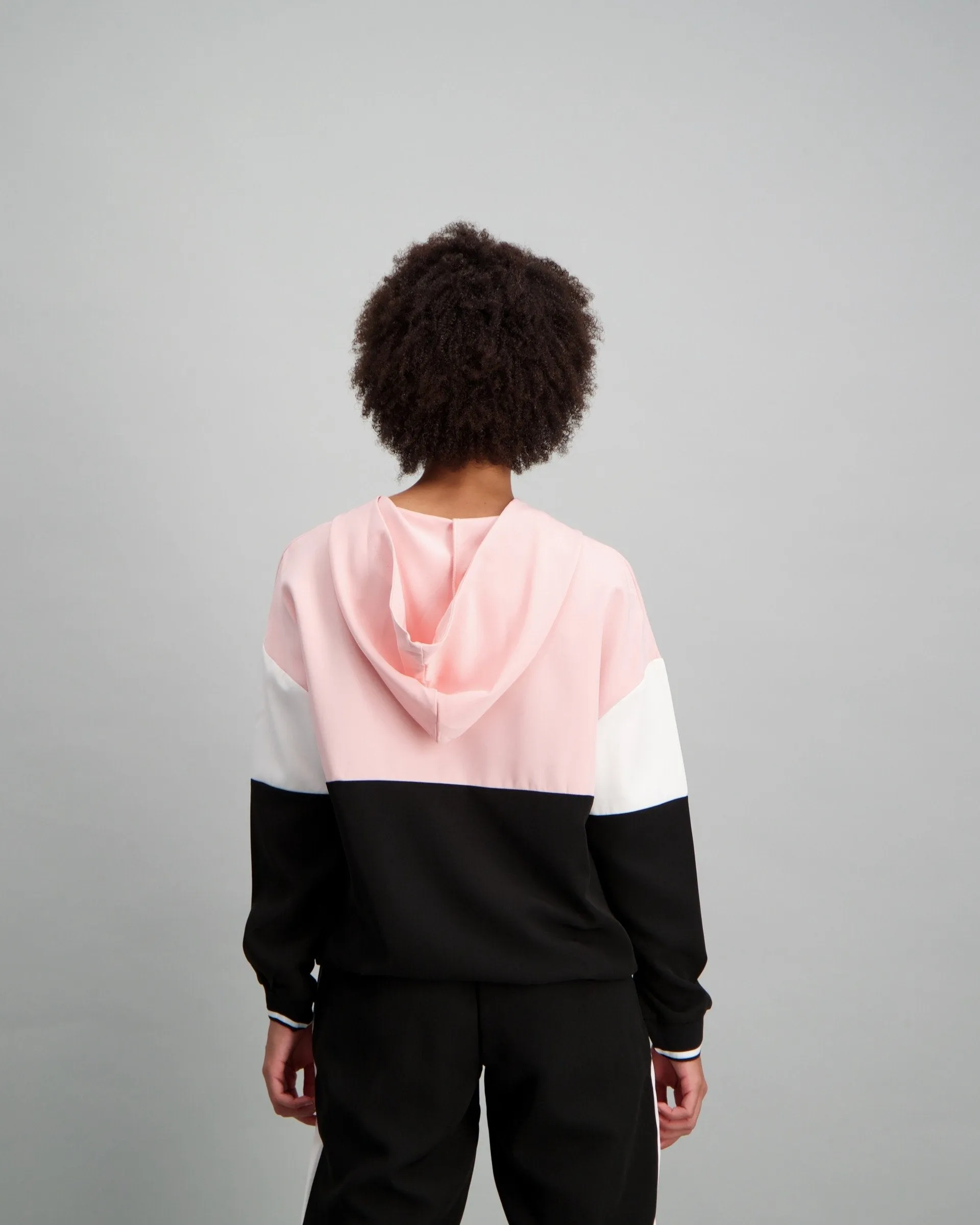 Ladies-Colorblock Woven Track top