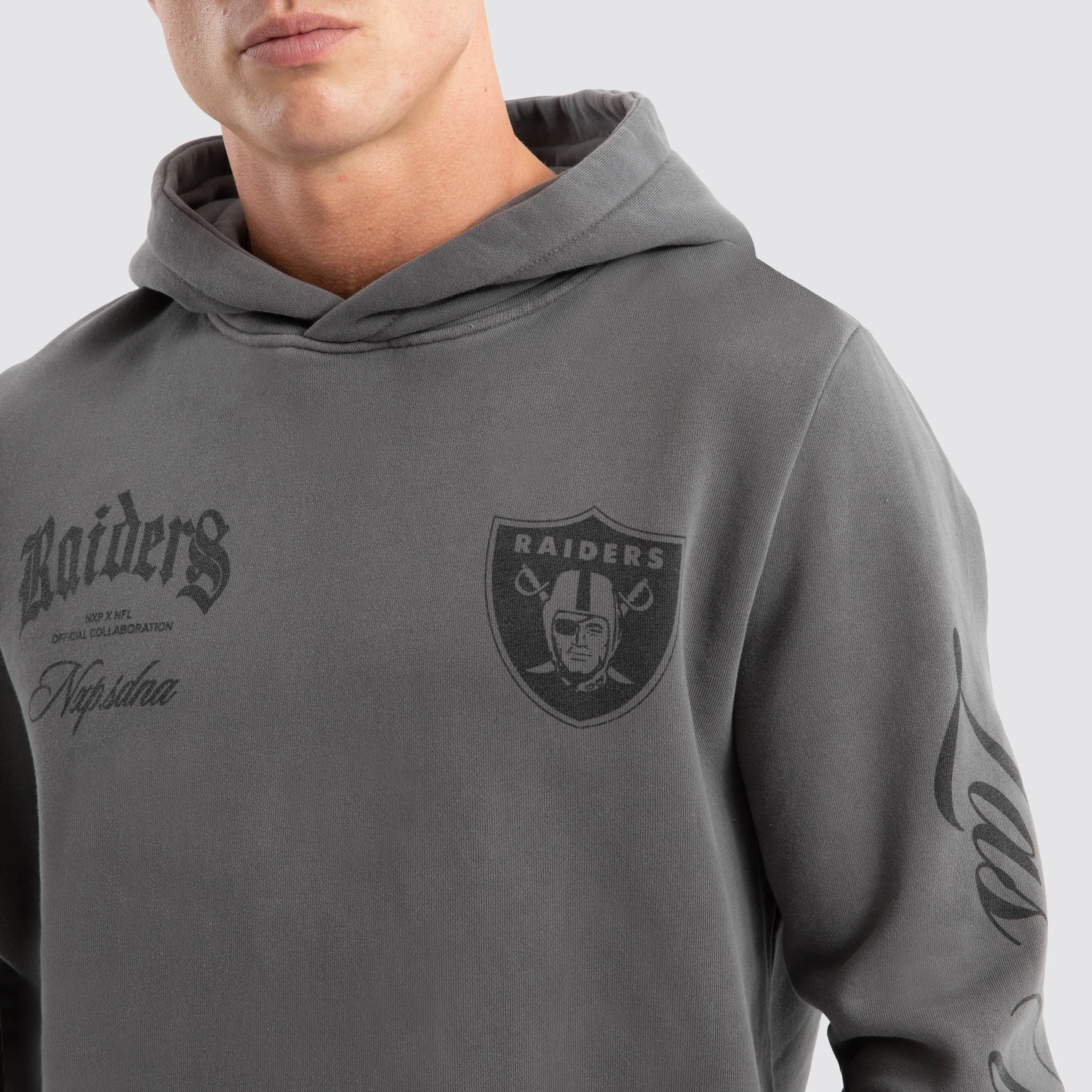 Las Vegas Raiders Defence Dual Curved Hoodie Pigment Charcoal