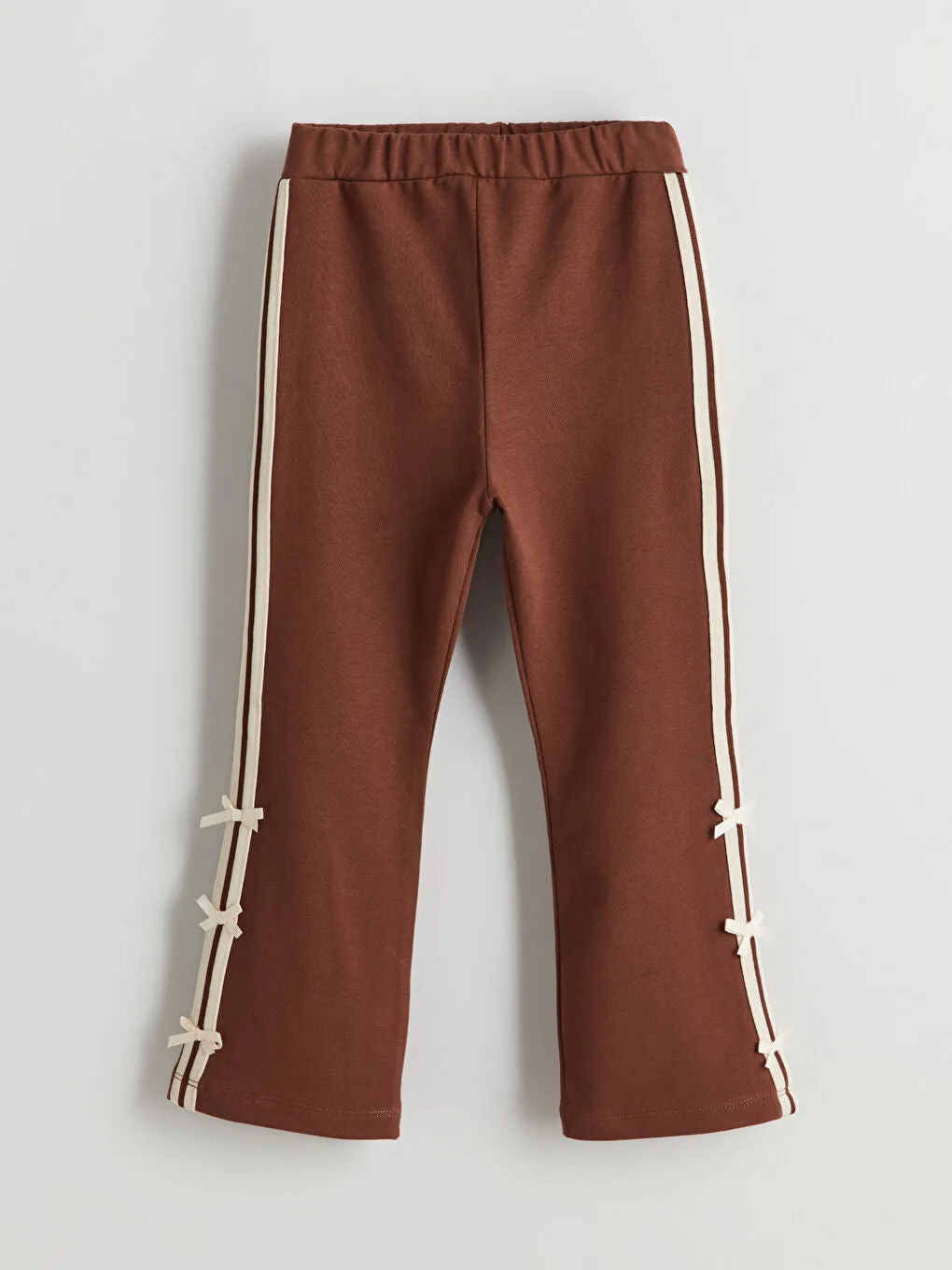 LCW Kids Brown Crew Neck Girl Printed Sweatshirt and Tights 2-Pack