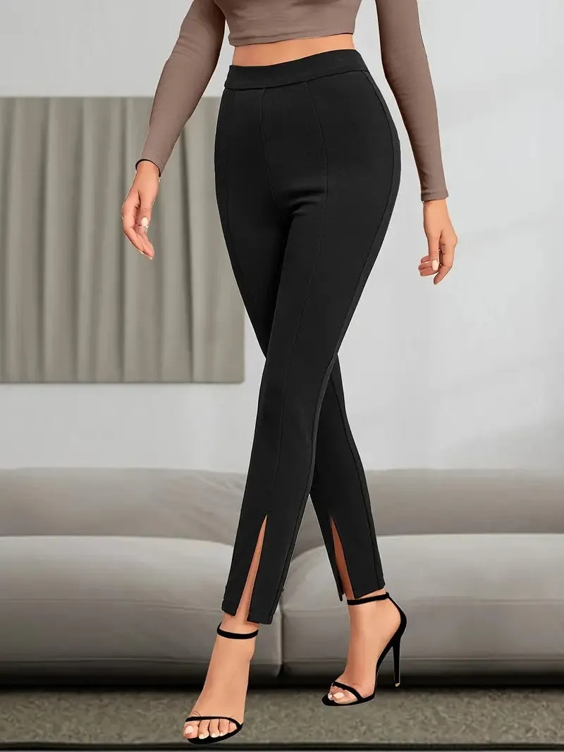 Leggings European And American High Waist Casual Sports Split High Slim Fit Comfortable Breathable Hip Lifting Yoga