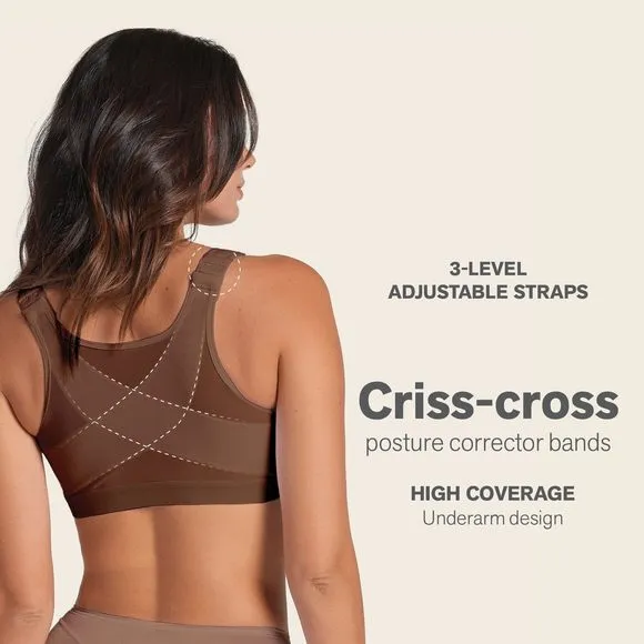 Leonisa Front Closure Posture Corrector Bra - Full Coverage Bras, Wireless Back