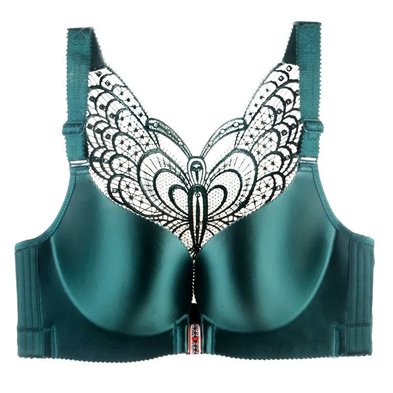 Leopard Print Back Wireless Front Closure Push Up Bras