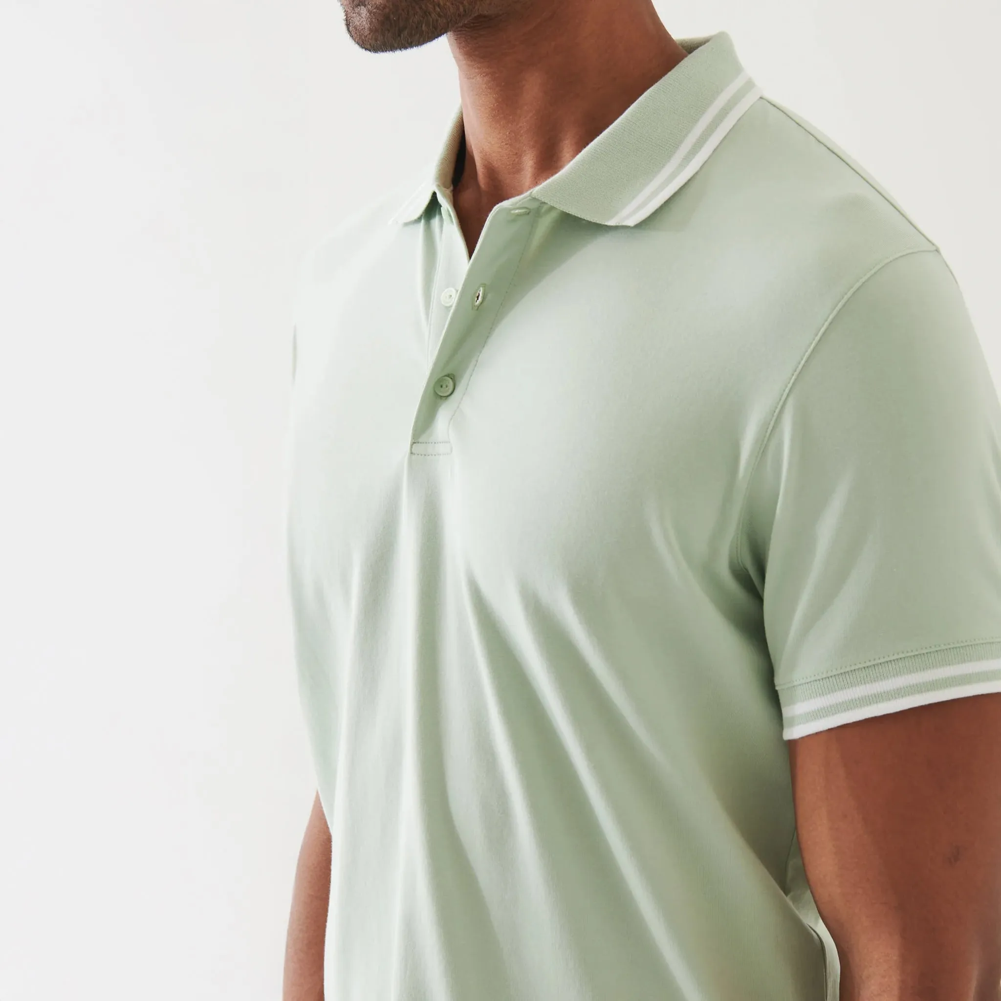 Light Lime Green Tipped Iconic Pima Cotton Stretch Polo Shirt - Patrick Assaraf