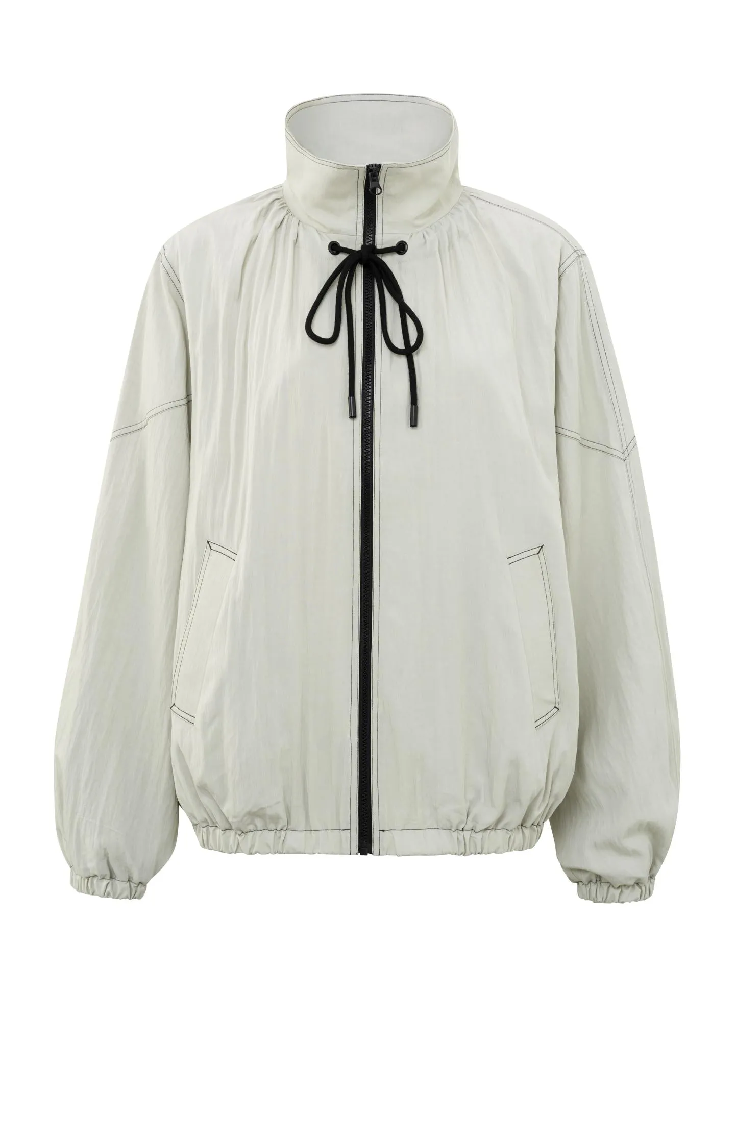 Lightweight oversized jacket with drawstring and zipper