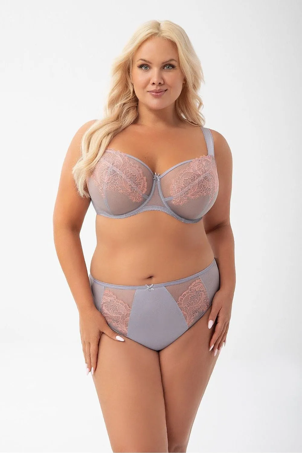 Lilac Soft Cup Bra – Plus Size Lingerie with Lace Detailing and Light Support