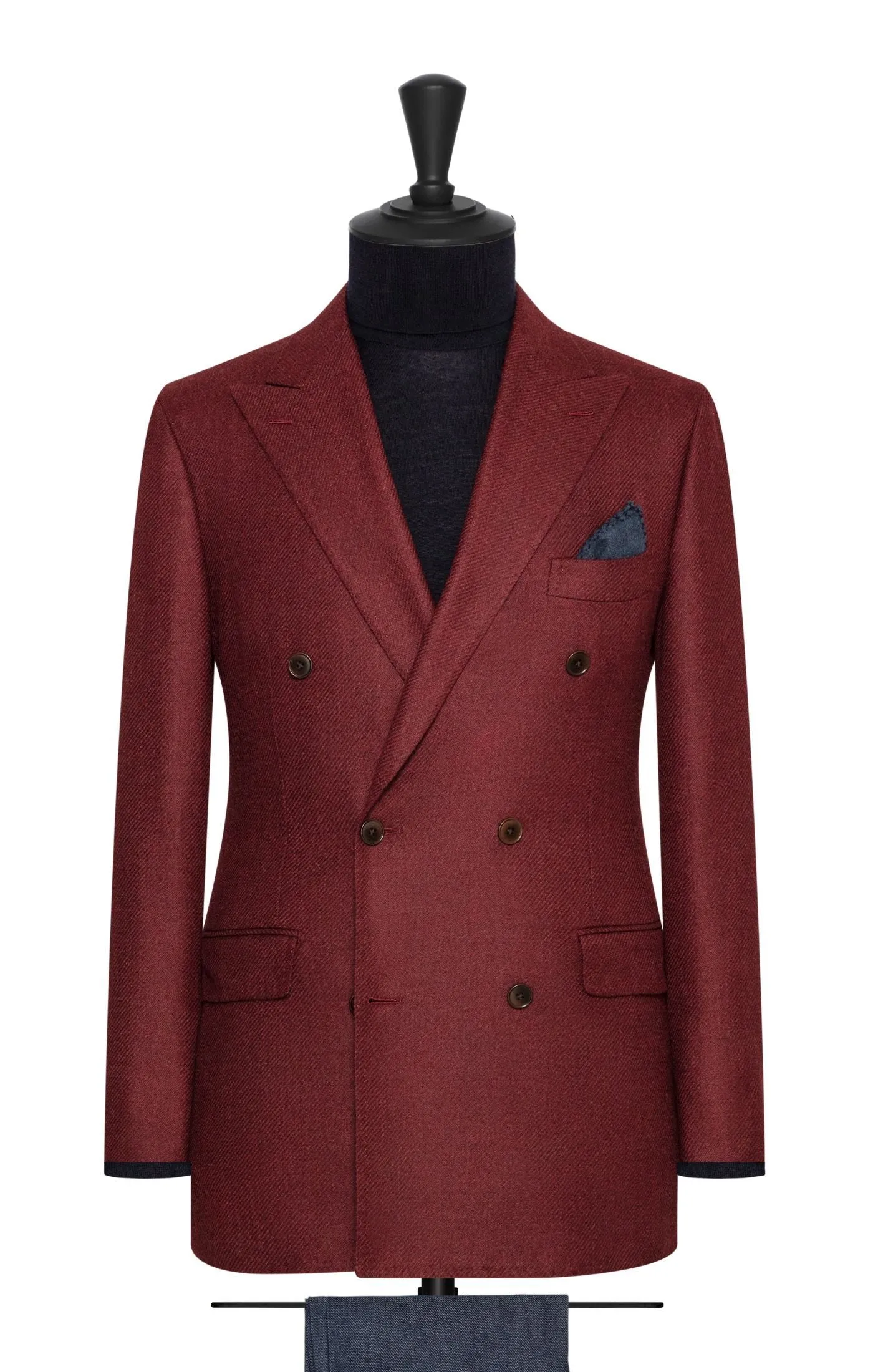 Loro Piana Dark Raspberry Brushed Merino Wool & Silk Faux Uni Twill