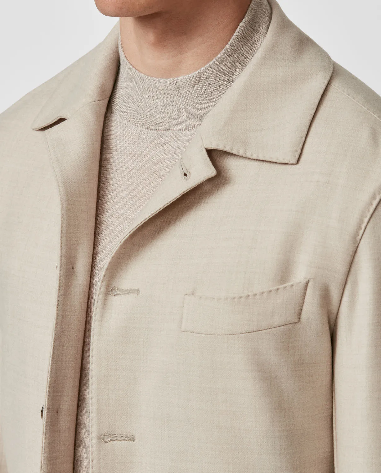Loro Piana Jersely Sand Merino Wool Stretch Flannel