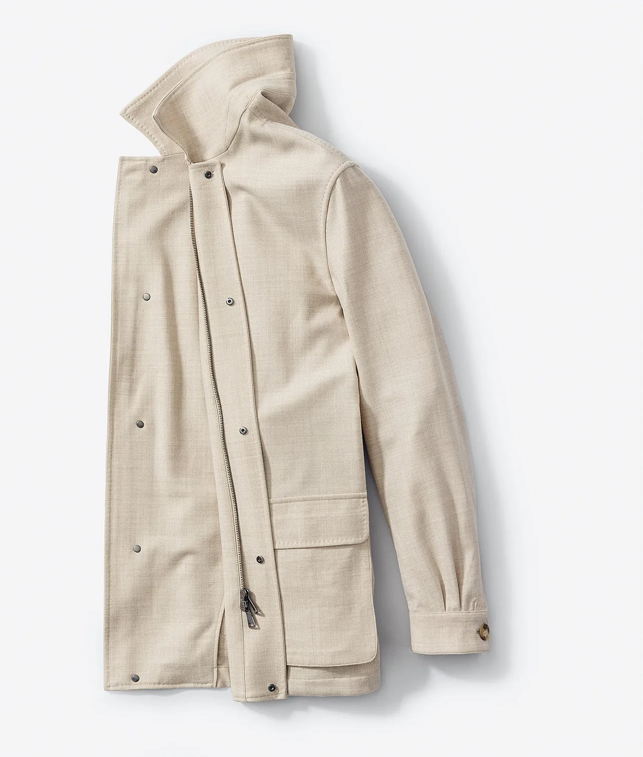 Loro Piana Jersely Sand Merino Wool Stretch Flannel