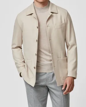 Loro Piana Jersely Sand Merino Wool Stretch Flannel