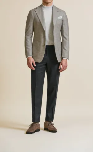 Loro Piana Jersely Taupe Merino Wool Stretch with Micro Dots