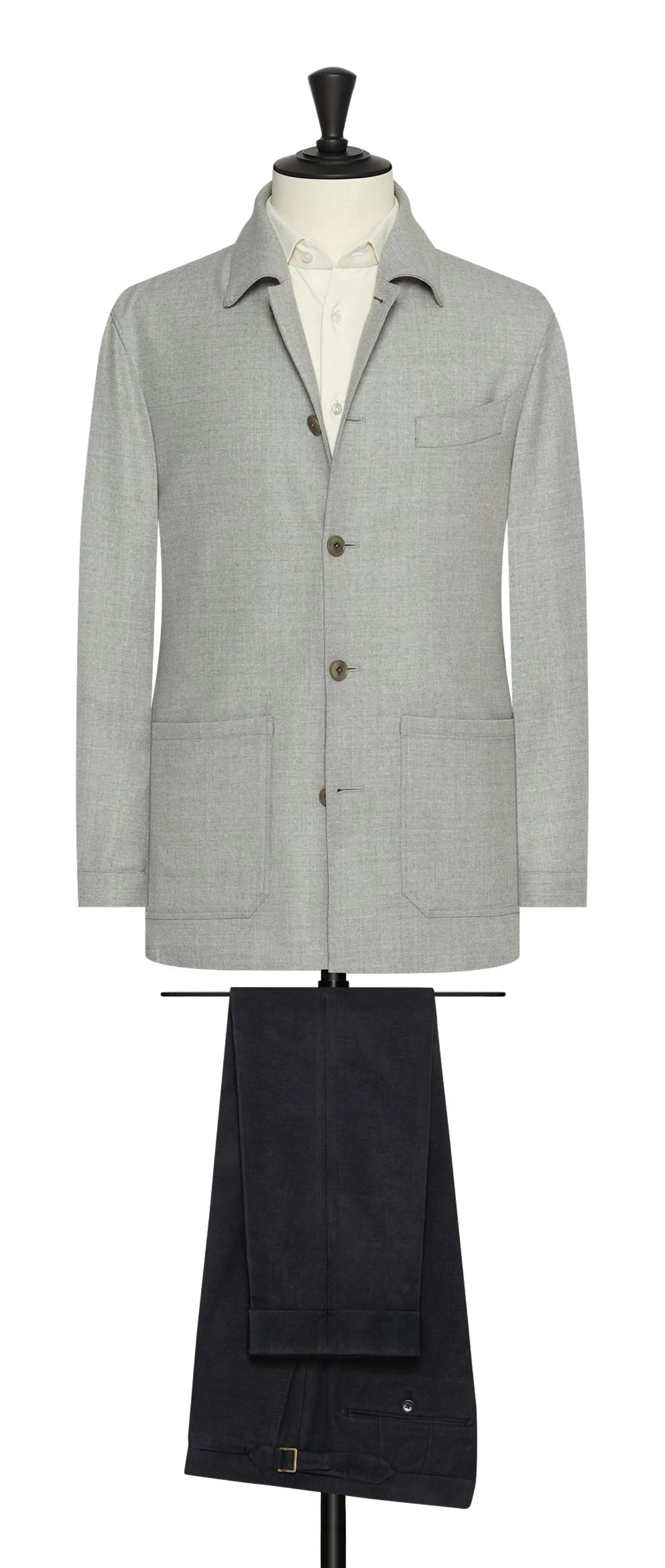 Loro Piana Light Grey Merino Wool Stretch Flannel
