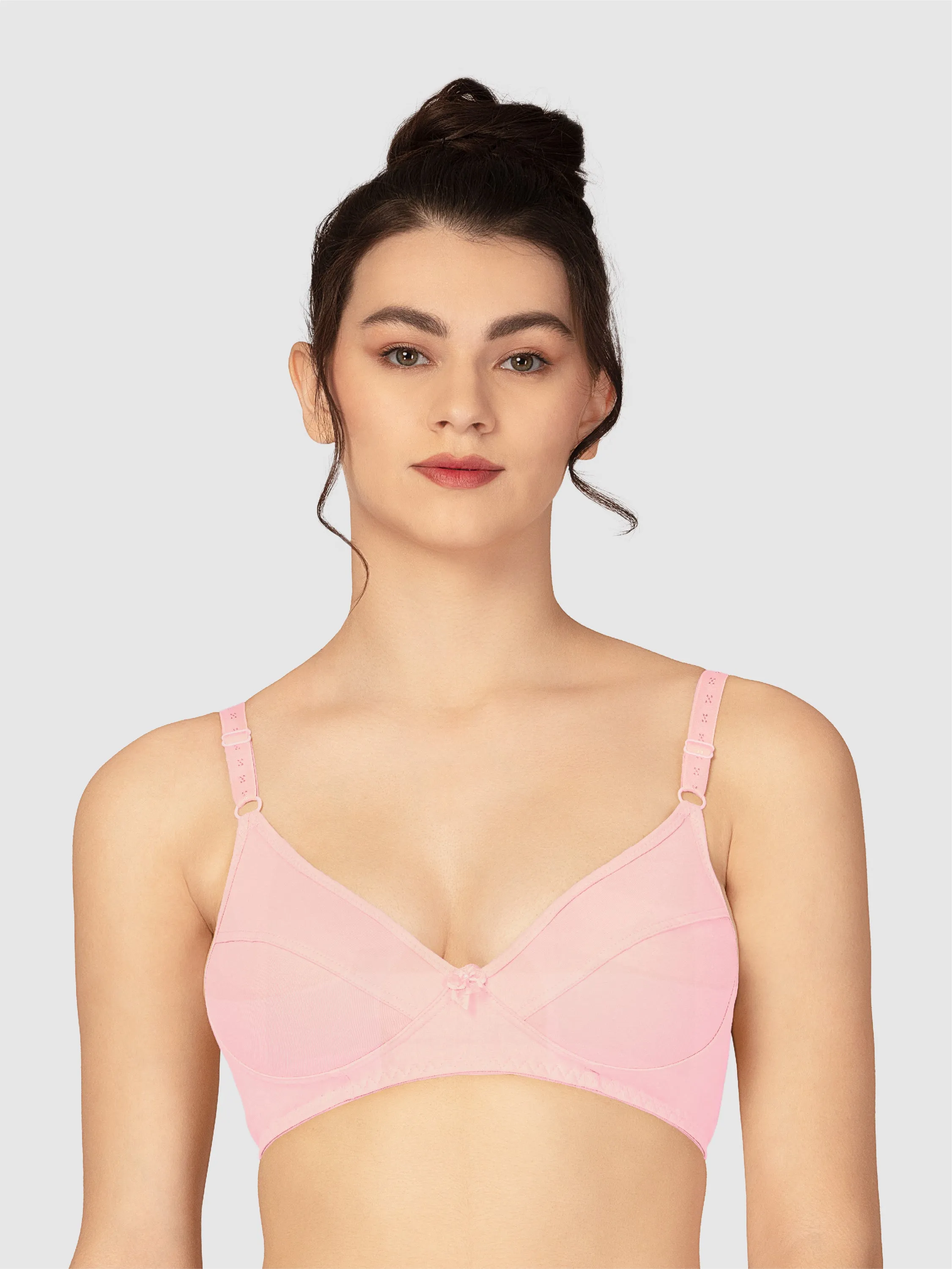 Lovable Baby Pink Non Padded Non Wired Full Coverage Bra L-1797-BABY PINK