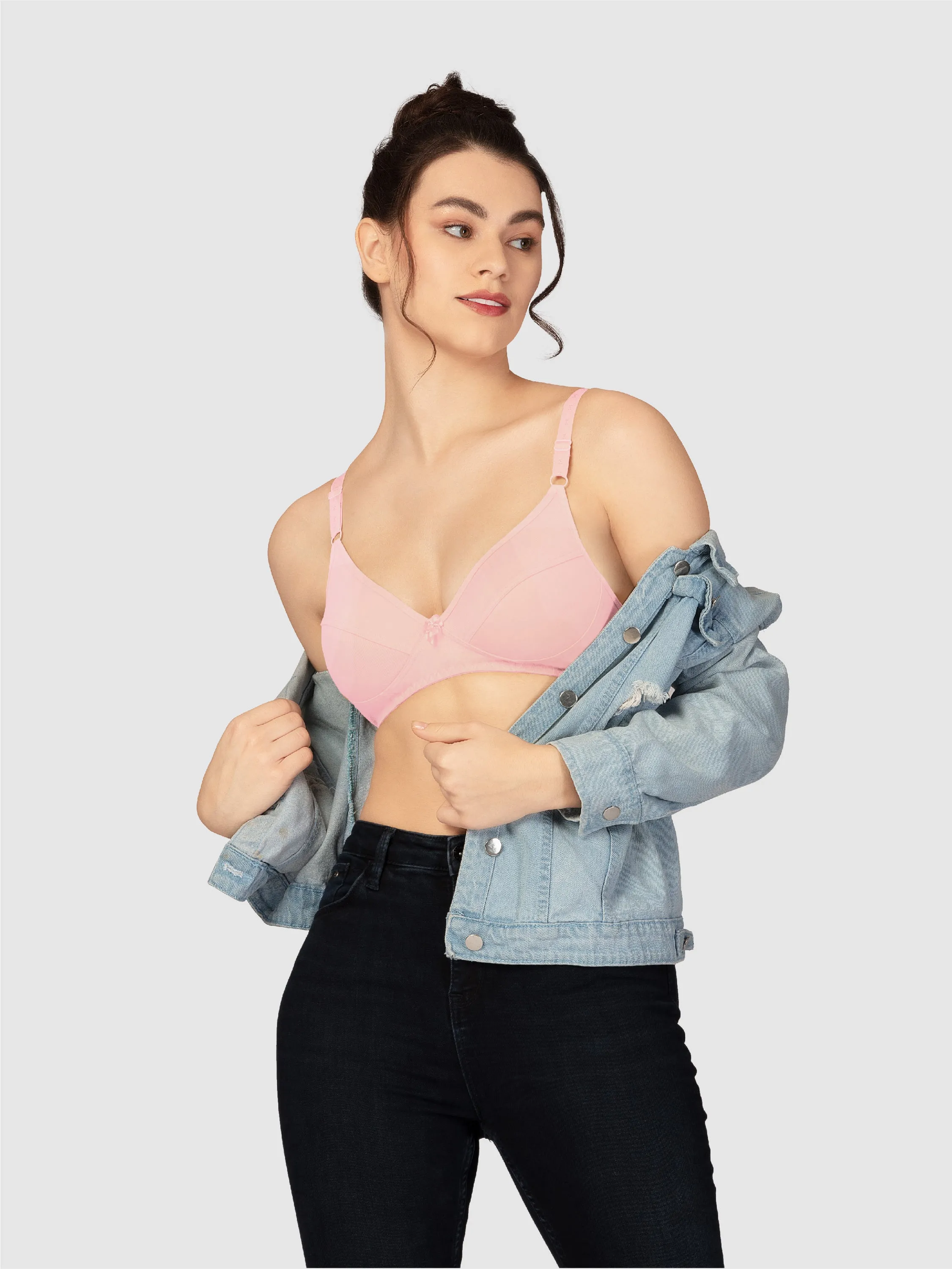 Lovable Baby Pink Non Padded Non Wired Full Coverage Bra L-1797-BABY PINK