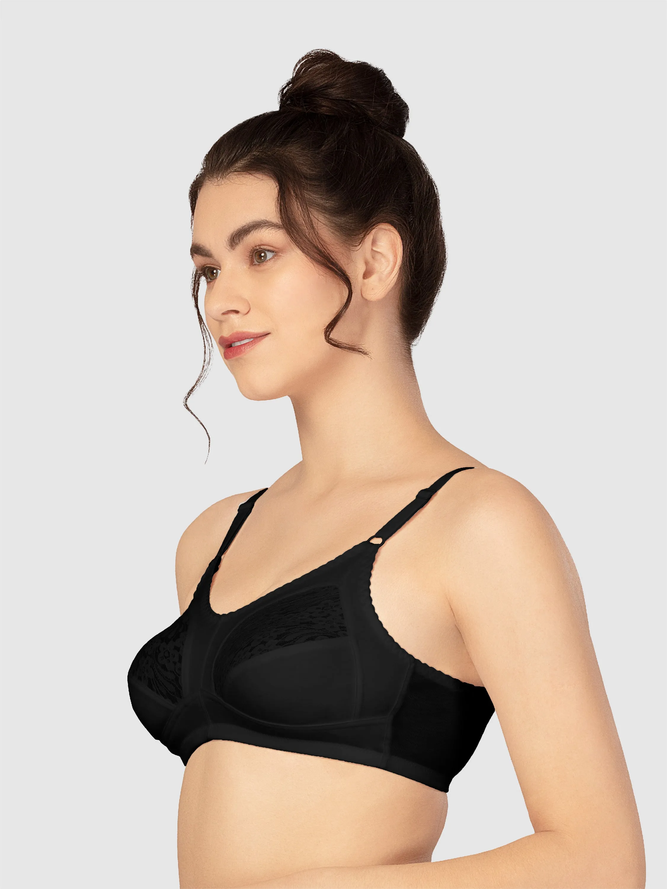 Lovable Black Non Padded Non Wired Full Coverage Bra PD-6011-BLACK