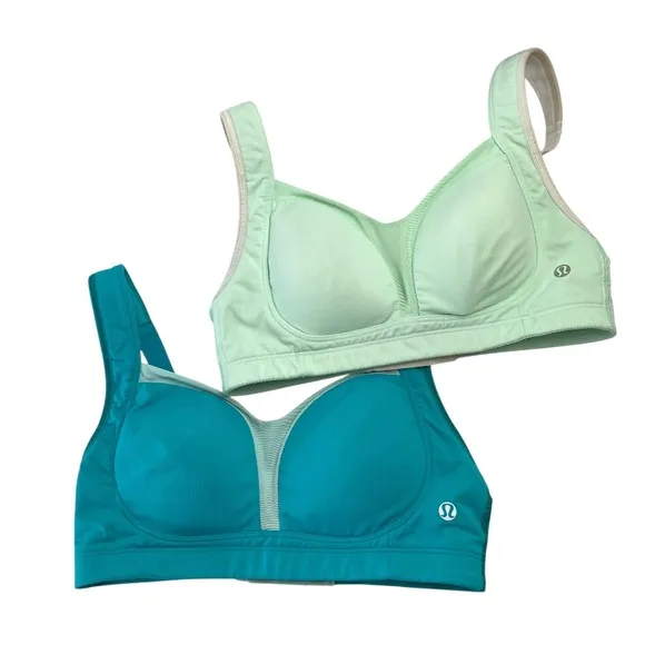 LULULEMON Ta Ta Tamer II SET OF TWO Bra Blue and Teal Size 32C 32D
