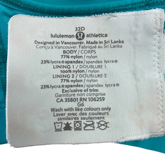 LULULEMON Ta Ta Tamer II SET OF TWO Bra Blue and Teal Size 32C 32D